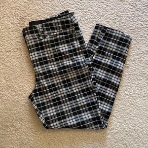 Maurices Black & White Plaid Slim Fit Pants / Skinny Leggings - Size L Large Reg